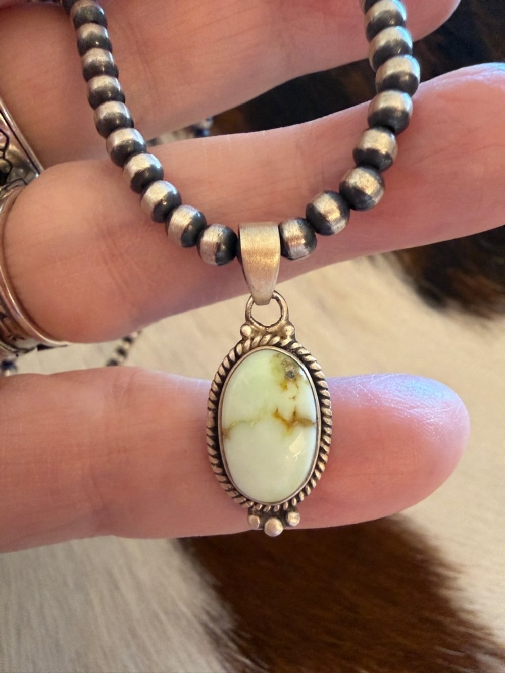 ❤️ Palomino Variscite Navajo Style Southwestern Sterling Silver Pendant 1.12”L